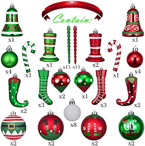 ואלרי מדלין מסורתי בצרור ערך עיצוב אדום ולבן לחג המולד | קישוט כדור חג המולד של 70CT, דלת חג המולד בגודל